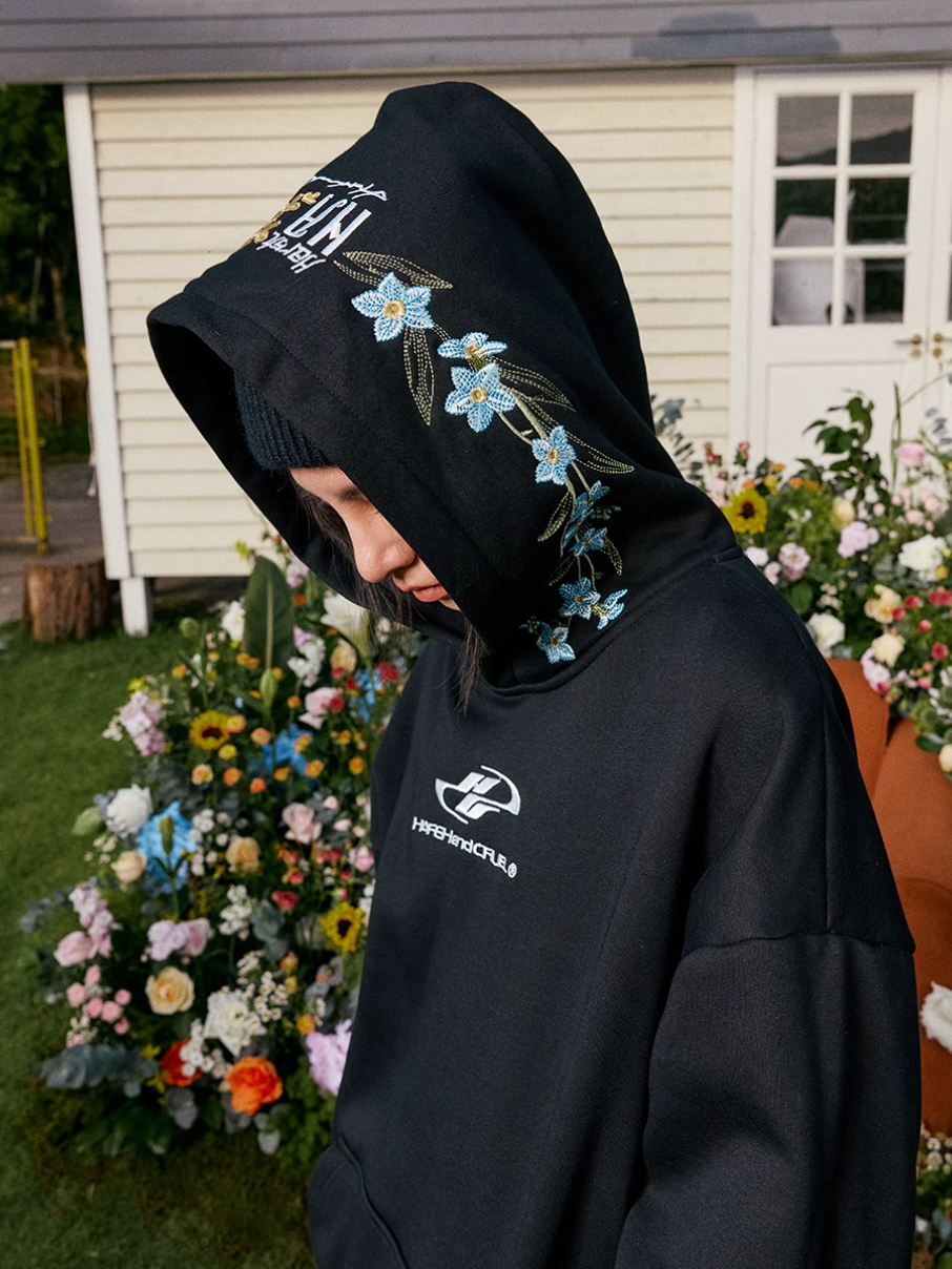 Harsh and Cruel Hood Floral Logo Embroidered Hoodie | Face 3 Face