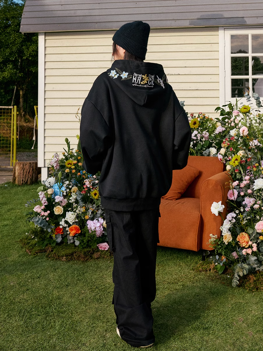 Harsh and Cruel Hood Floral Logo Embroidered Hoodie | Face 3 Face