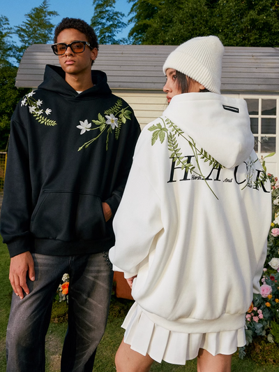 Harsh and Cruel Floral Garland Embroidered HACR Hoodie | Face 3 Face