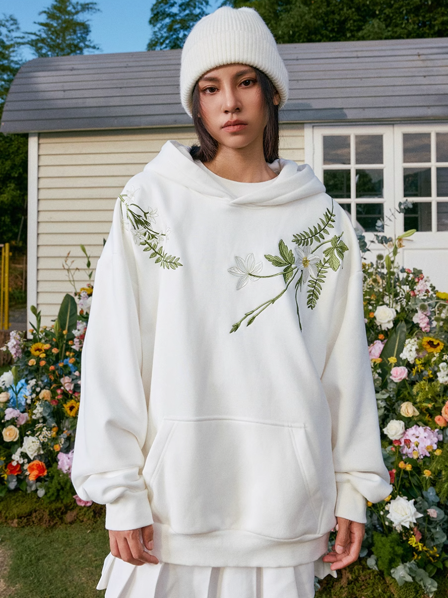 Harsh and Cruel Floral Garland Embroidered HACR Hoodie | Face 3 Face