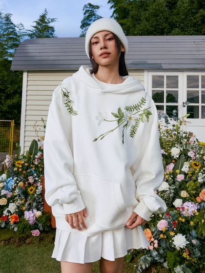 Harsh and Cruel Floral Garland Embroidered HACR Hoodie | Face 3 Face