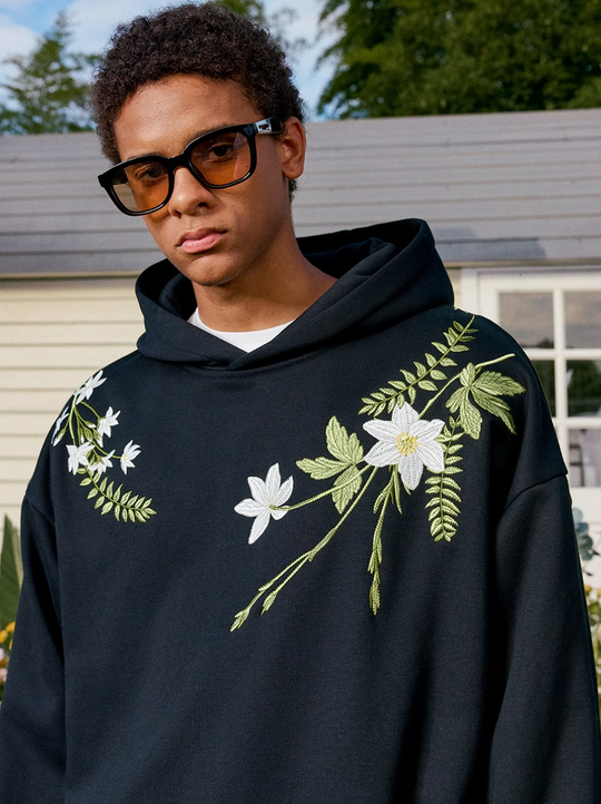 Harsh and Cruel Floral Garland Embroidered HACR Hoodie | Face 3 Face