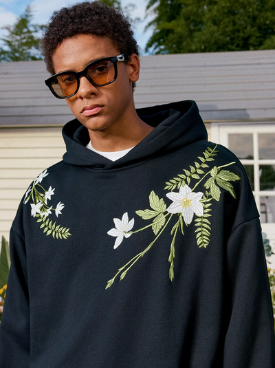 Harsh and Cruel Floral Garland Embroidered HACR Hoodie | Face 3 Face