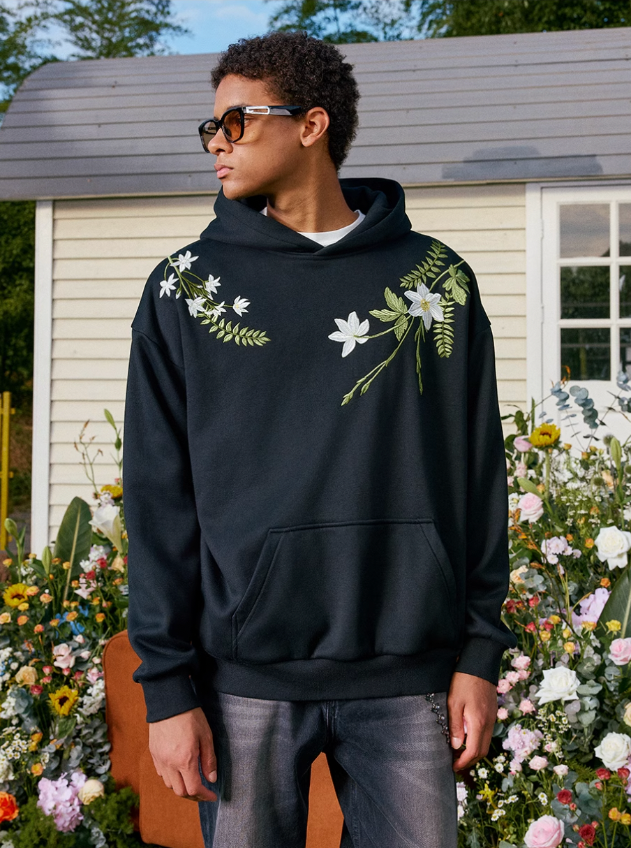 Harsh and Cruel Floral Garland Embroidered HACR Hoodie | Face 3 Face