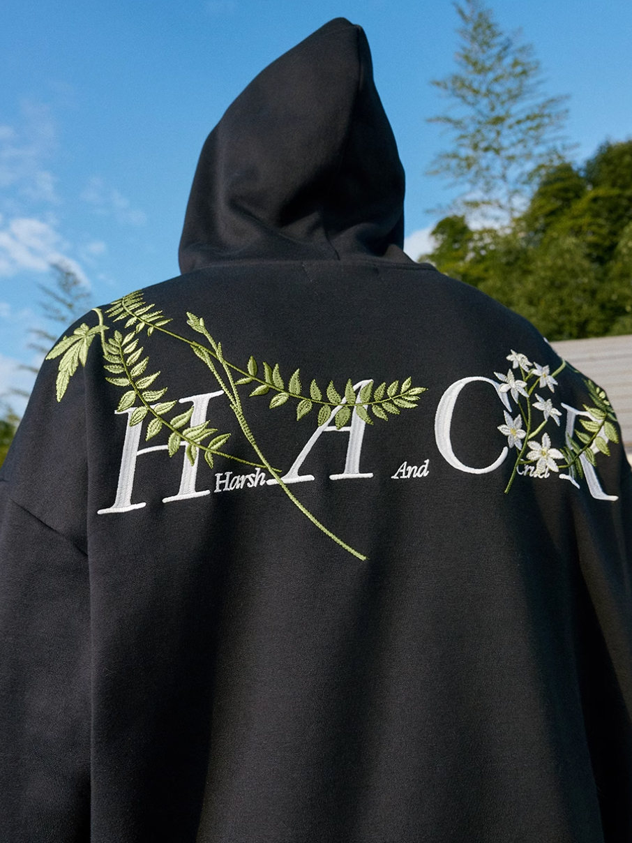 Harsh and Cruel Floral Garland Embroidered HACR Hoodie | Face 3 Face