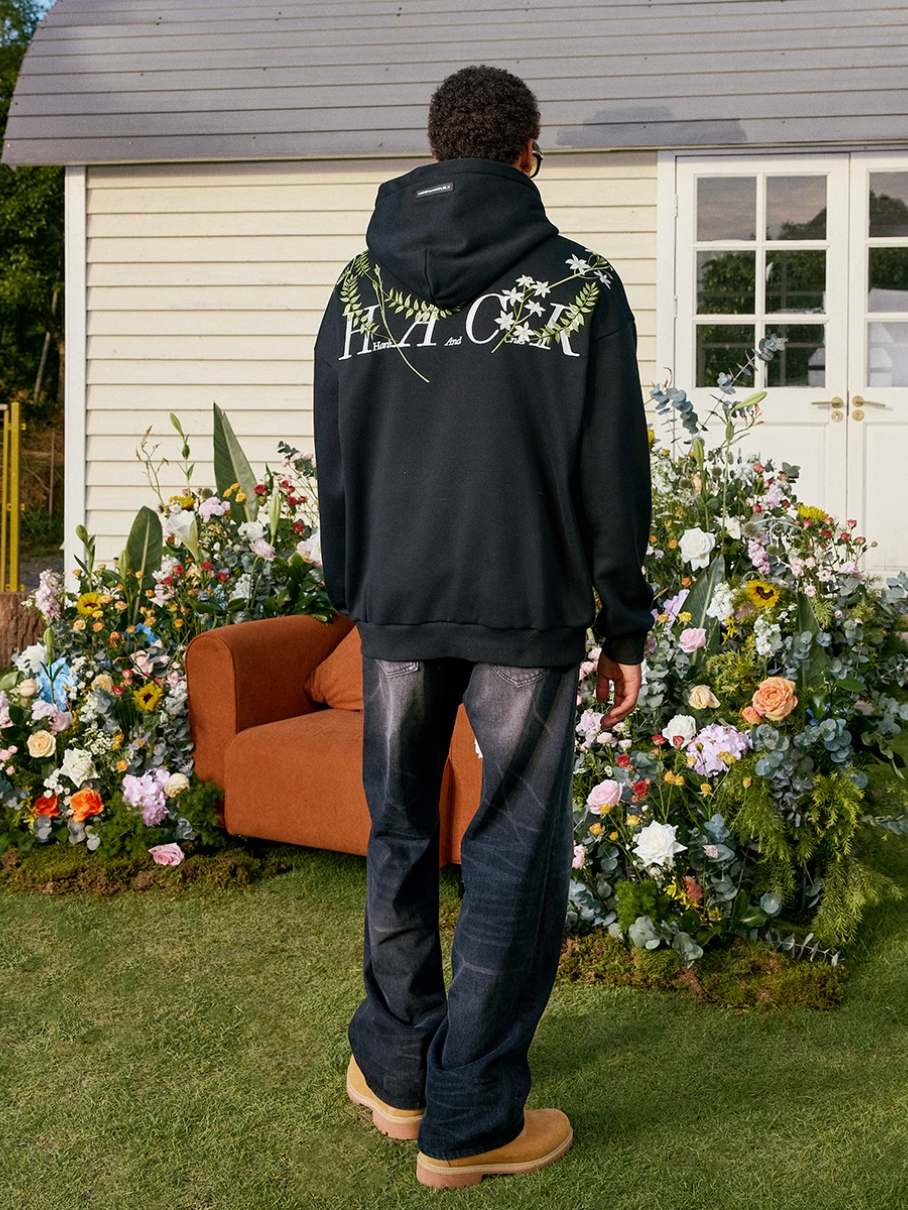 Harsh and Cruel Floral Garland Embroidered HACR Hoodie | Face 3 Face