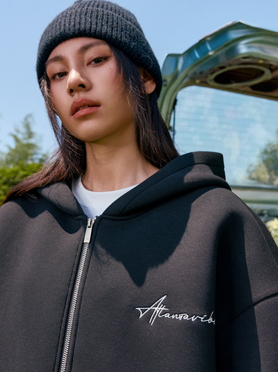 Harsh and Cruel Handwritten Signature Embroidered Zip Hoodie | Face 3 Face