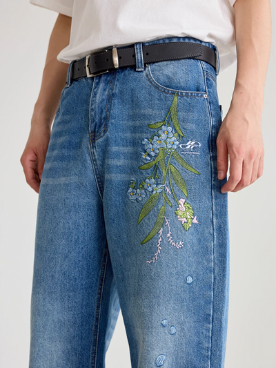 Harsh and Cruel Floral Embroidery Washed Jeans | Face 3 Face