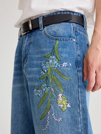 Harsh and Cruel Floral Embroidery Washed Jeans | Face 3 Face