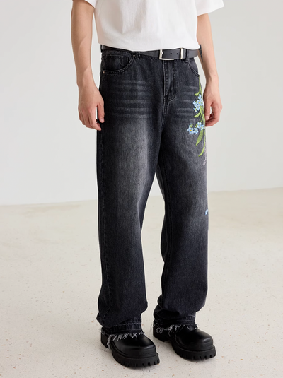 Harsh and Cruel Floral Embroidery Washed Jeans | Face 3 Face