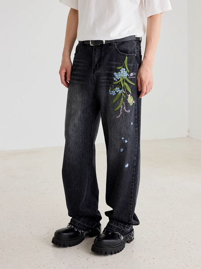 Harsh and Cruel Floral Embroidery Washed Jeans | Face 3 Face