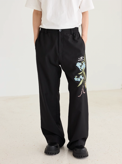 Harsh and Cruel Floral Embroidery 3D Slim Suit Pants | Face 3 Face