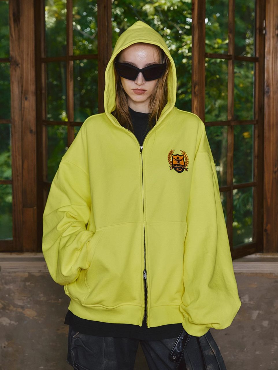 STEEPC Sparkling Fluorescent Yellow Zip Hoodie | Face 3 Face