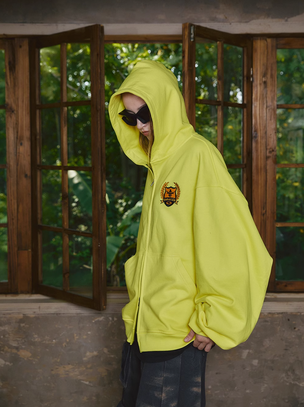 STEEPC Sparkling Fluorescent Yellow Zip Hoodie | Face 3 Face