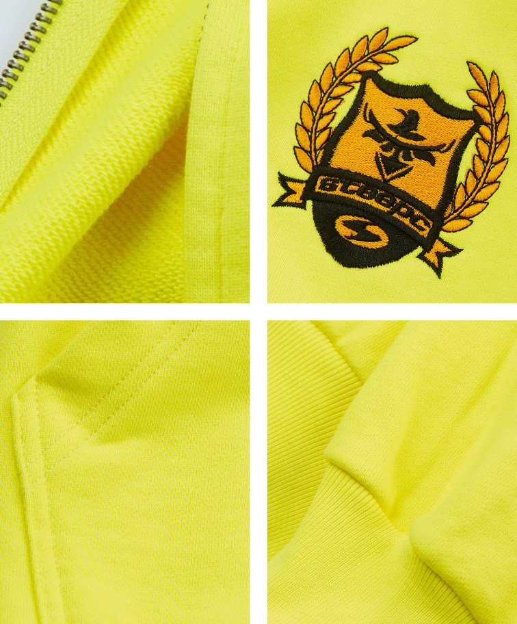 STEEPC Sparkling Fluorescent Yellow Zip Hoodie | Face 3 Face