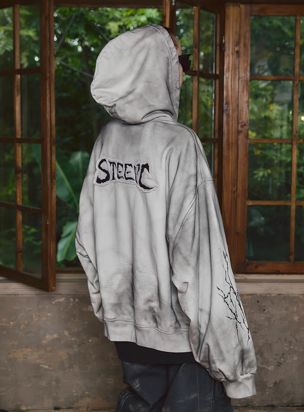 STEEPC Blade Drop Shoulder Dirty Zip Hoodie | Face 3 Face