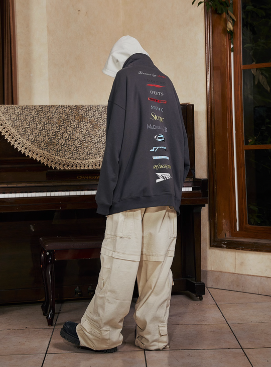 STEEPC Patchwork Turtleneck Two Tone Logo Print Hoodie | Face 3 Face