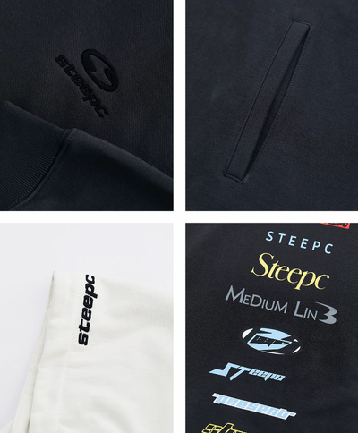 STEEPC Patchwork Turtleneck Two Tone Logo Print Hoodie | Face 3 Face