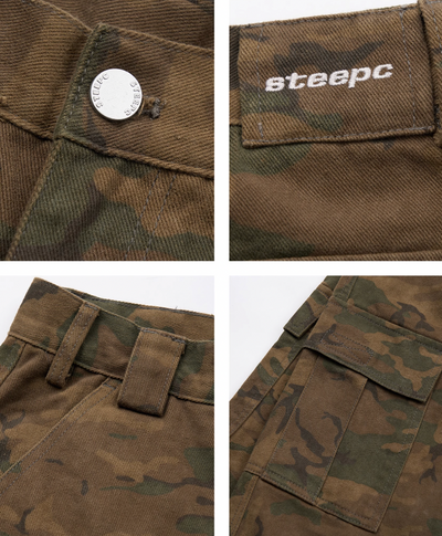 STEEPC Camouflage Distressed Cargo Baggy Shorts | Face 3 Face