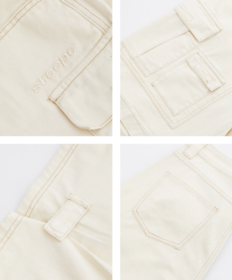 STEEPC Multi Pockets White Work Baggy Cargo Pants | Face 3 Face