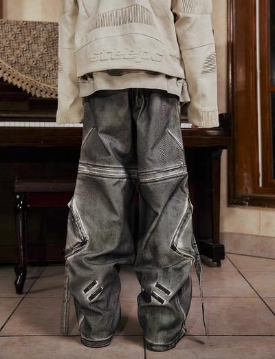 STEEPC Dirty Dye Aged Heavy Duty Work Baggy Cargo Pants | Face 3 Face