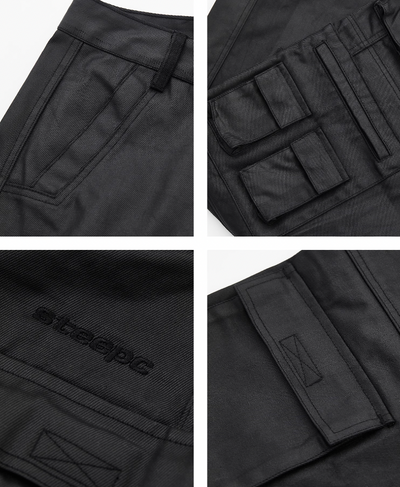 STEEPC Stacked Brushed Wax 3D Pocket Baggy Cargo Pants | Face 3 Face