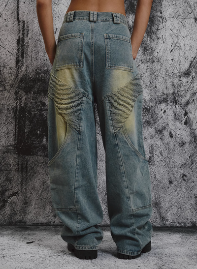 STEEPC NOLM Heavy Washed Pleated Baggy Jeans | Face 3 Face