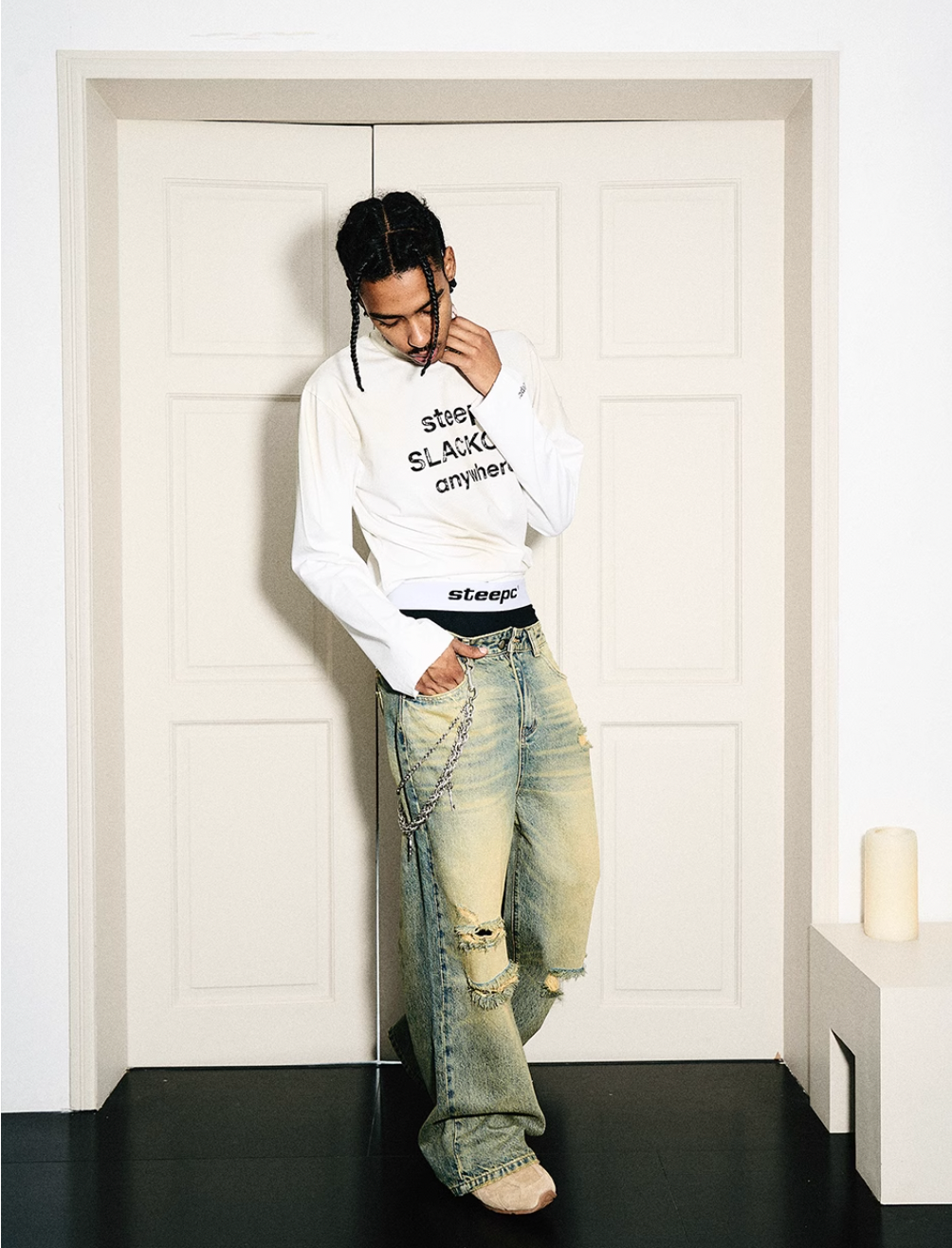 STEEPC Yellowed Vintage Washed Worn Jeans | Face 3 Face