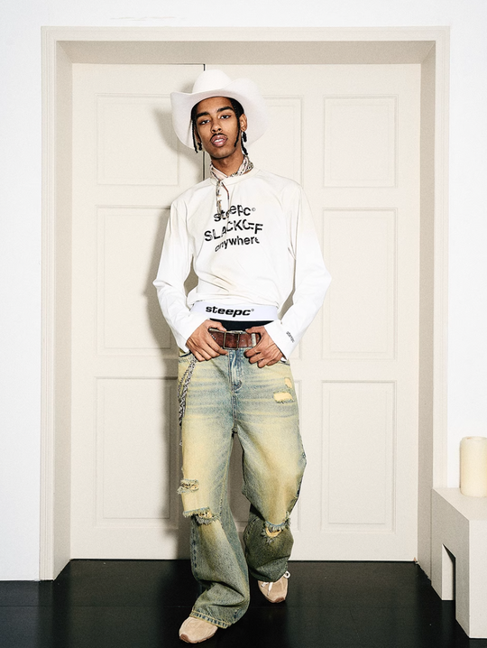 STEEPC Yellowed Vintage Washed Worn Jeans | Face 3 Face