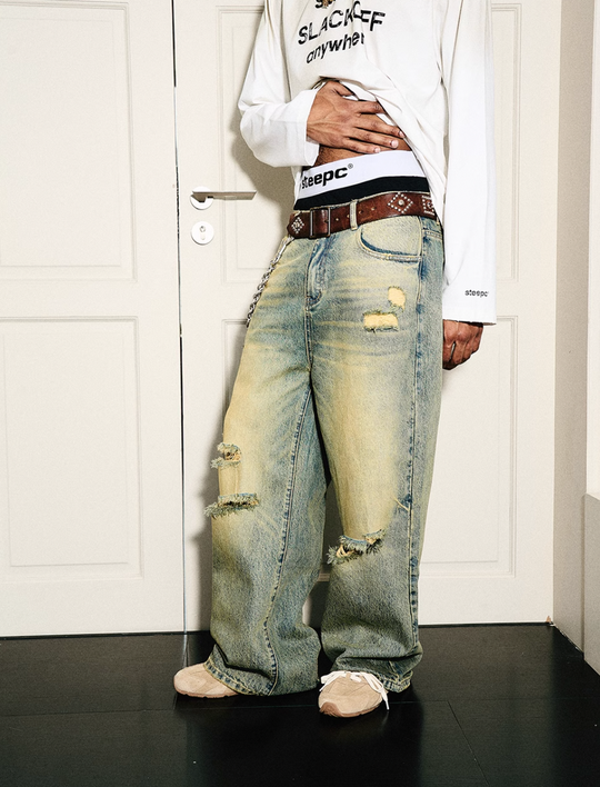 STEEPC Yellowed Vintage Washed Worn Jeans | Face 3 Face