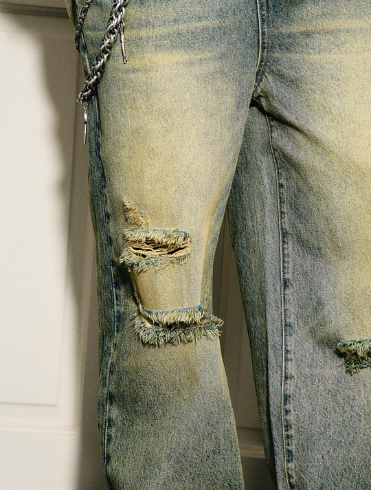 STEEPC Yellowed Vintage Washed Worn Jeans | Face 3 Face