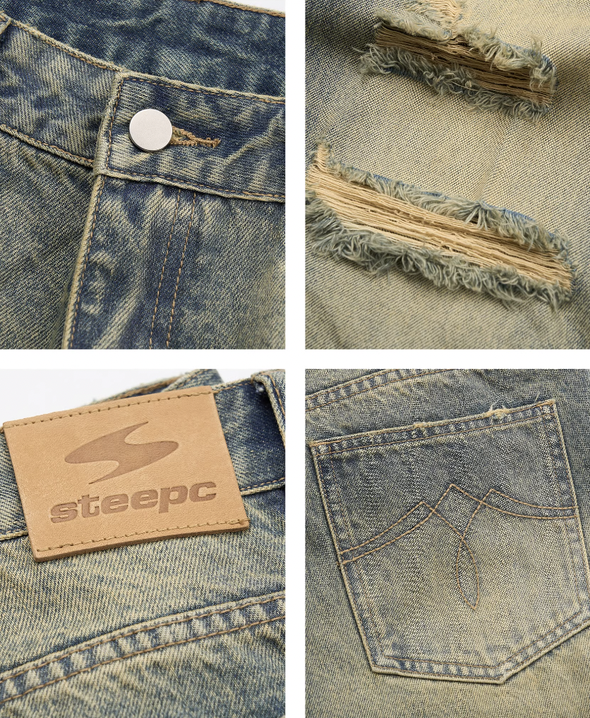 STEEPC Yellowed Vintage Washed Worn Jeans | Face 3 Face
