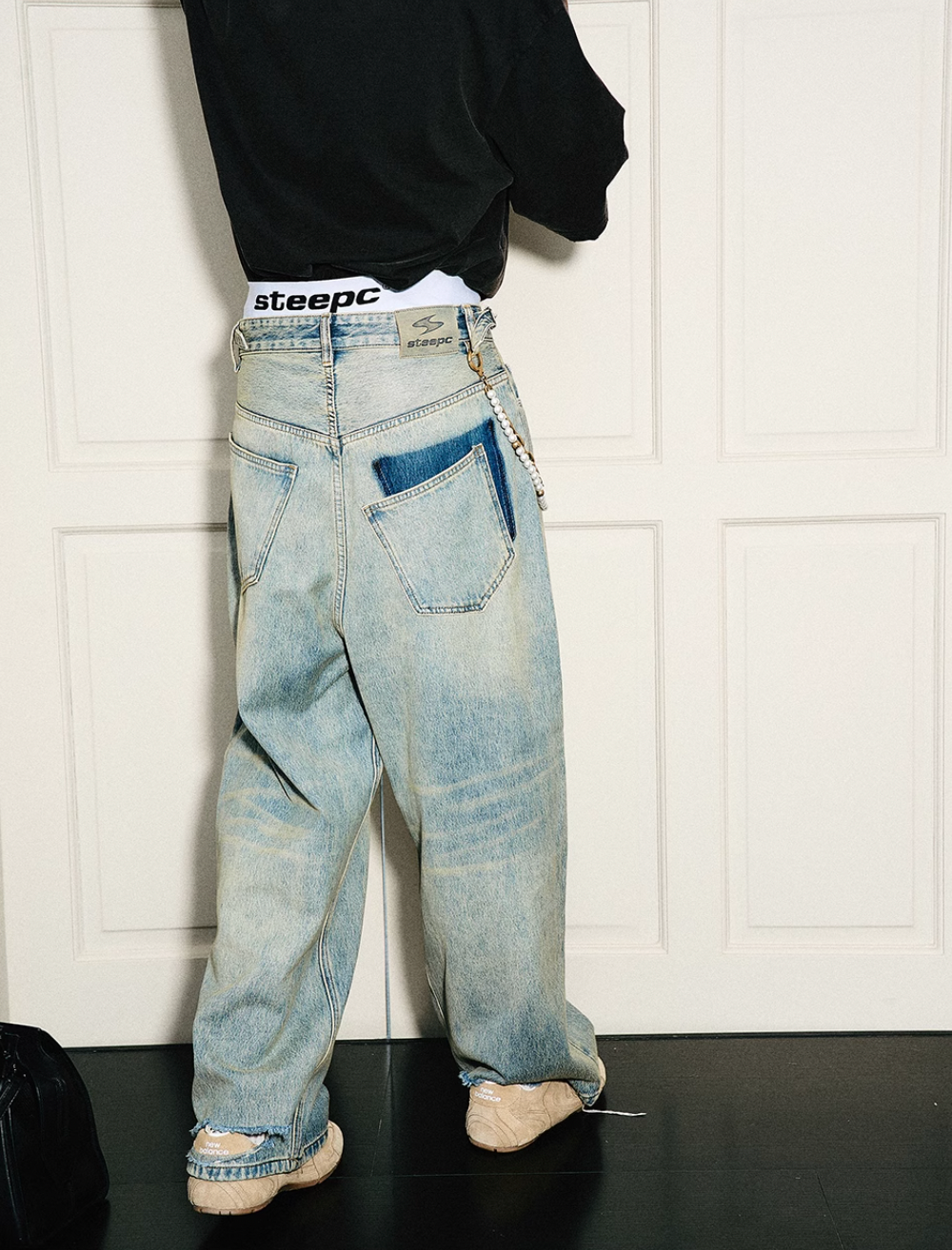 STEEPC Washed Vintage Pockets Deconstructed Baggy Jeans | Face 3 Face