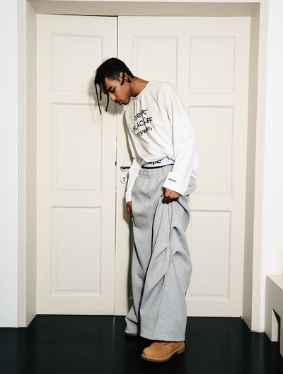 STEEPC Dimensional Cut Pleated Baggy Sweatpants | Face 3 Face