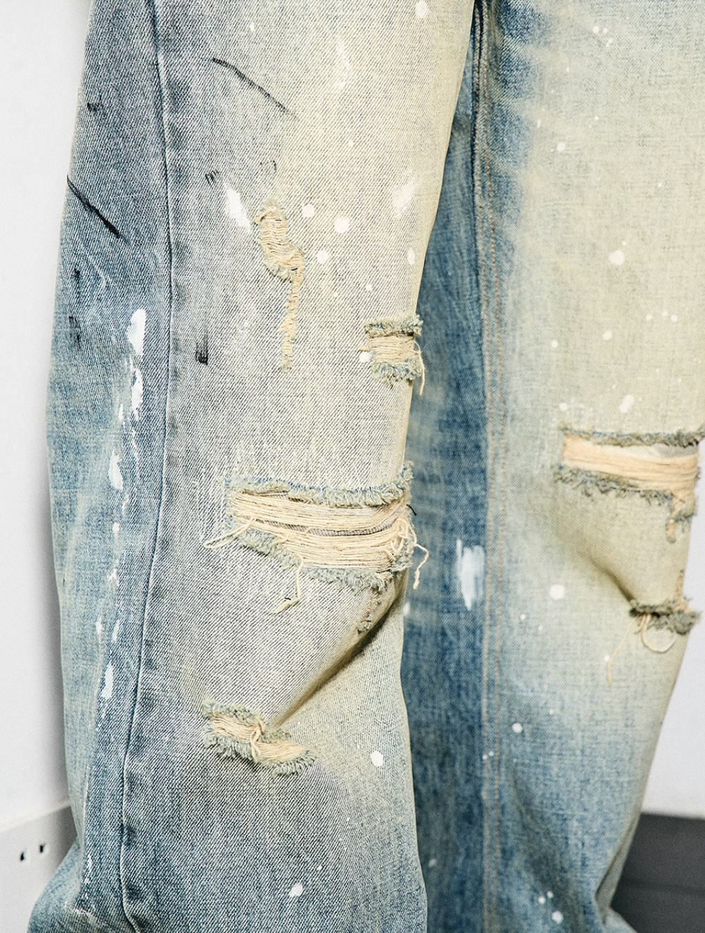 STEEPC Washed Aged Ripped Holes Ink Splattered Jeans | Face 3 Face