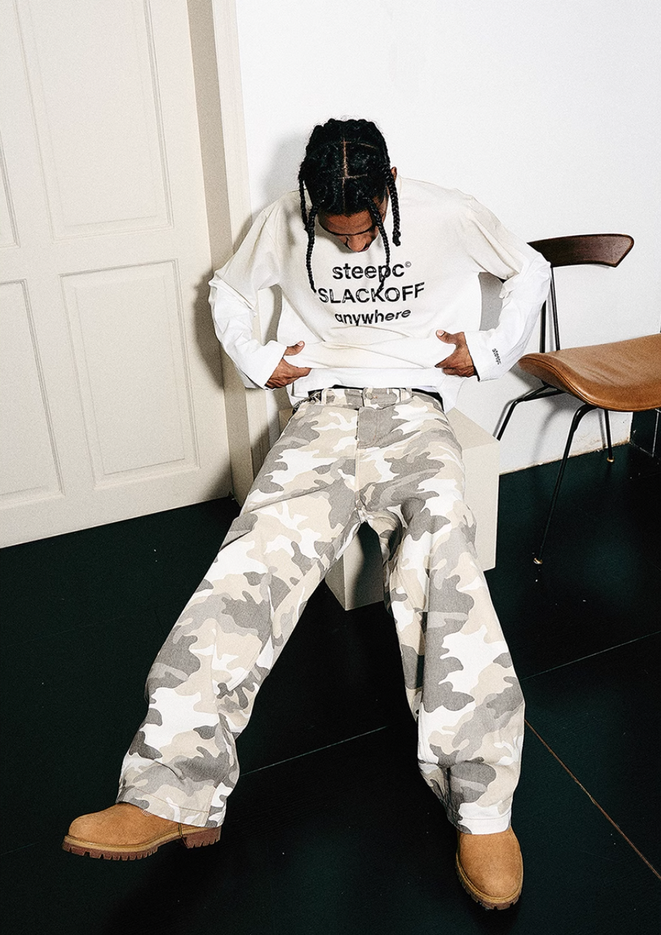 STEEPC Gray & White Camouflage Print Baggy Pants | Face 3 Face