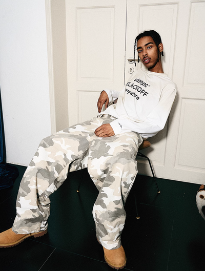 STEEPC Gray & White Camouflage Print Baggy Pants | Face 3 Face