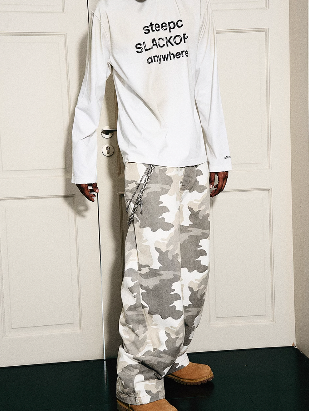 STEEPC Gray & White Camouflage Print Baggy Pants | Face 3 Face