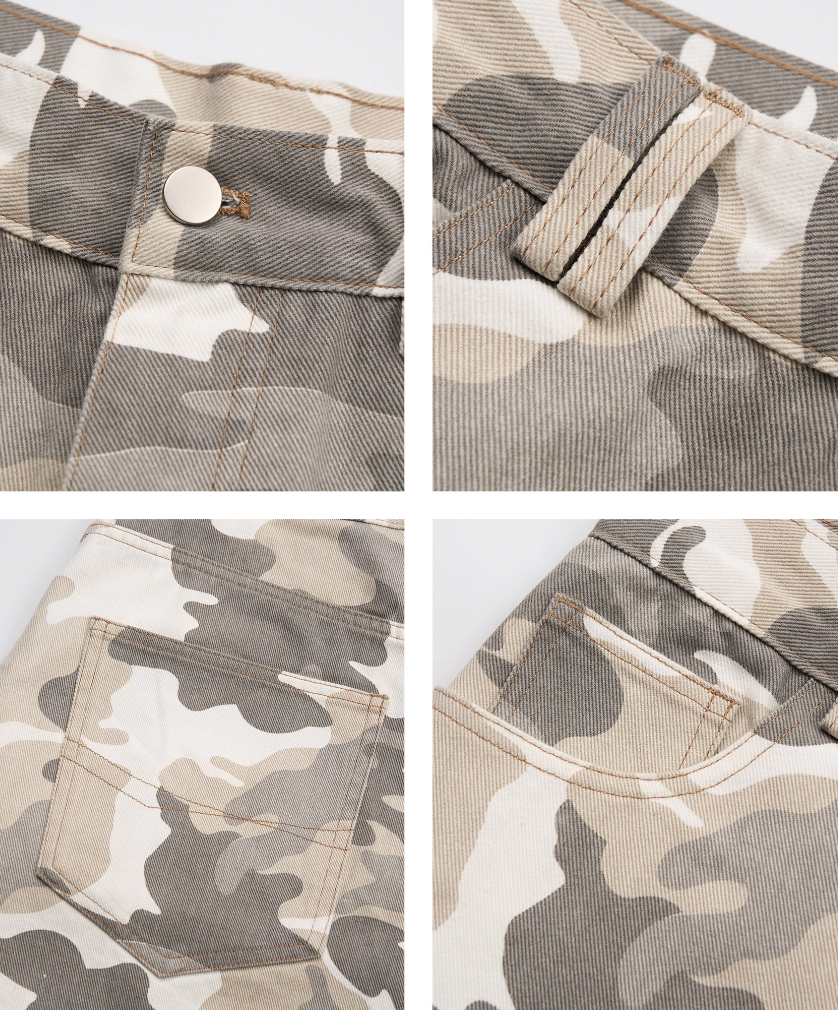 STEEPC Gray & White Camouflage Print Baggy Pants | Face 3 Face