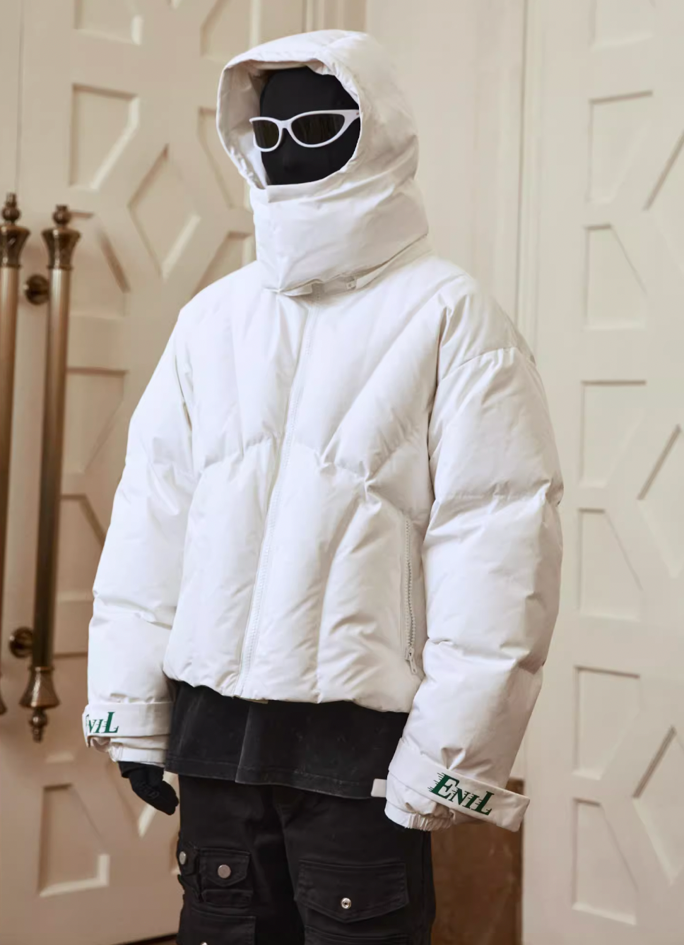 STEEPC Detachable Hood Cuffs Logo Down Jacket | Face 3 Face