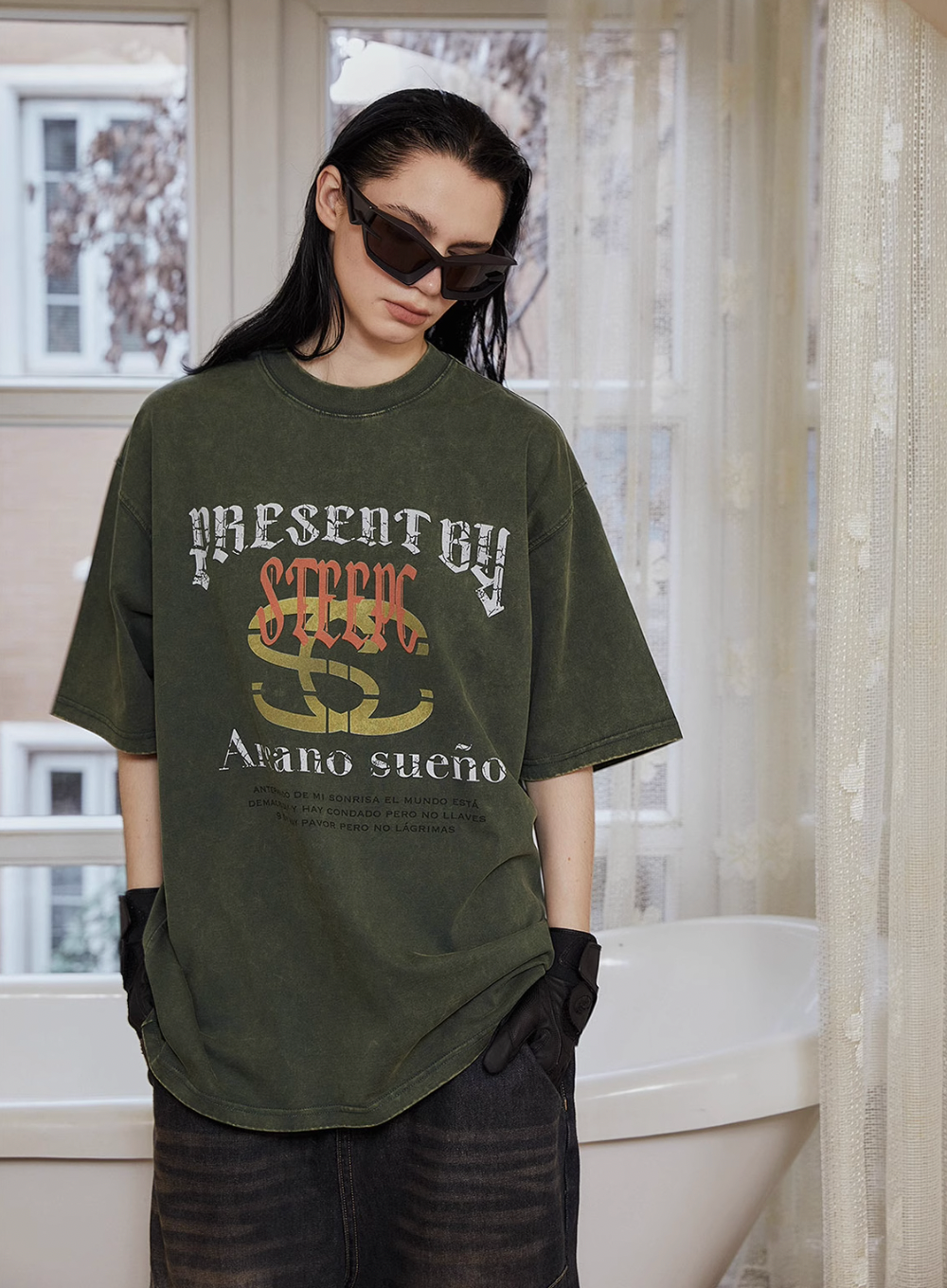 STEEPC Aged Medieval Moss Green Tee | Face 3 Face