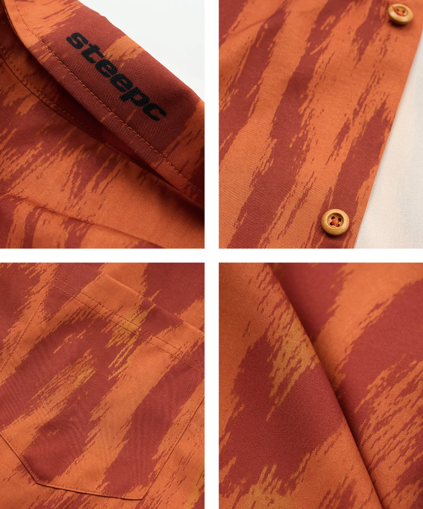 STEEPC Digital Full Print Orange Leopard Cuban Shirt | Face 3 Face