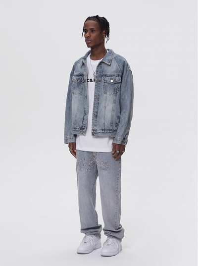 UNTILWERICH Old Washed Patchwork Embroidery Denim Jacket | Face 3 Face