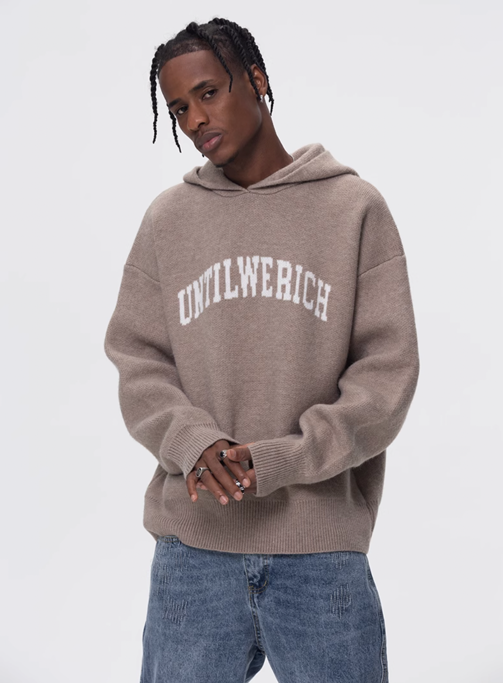 UNTILWERICH Jacquard Hooded Knit Sweater | Face 3 Face