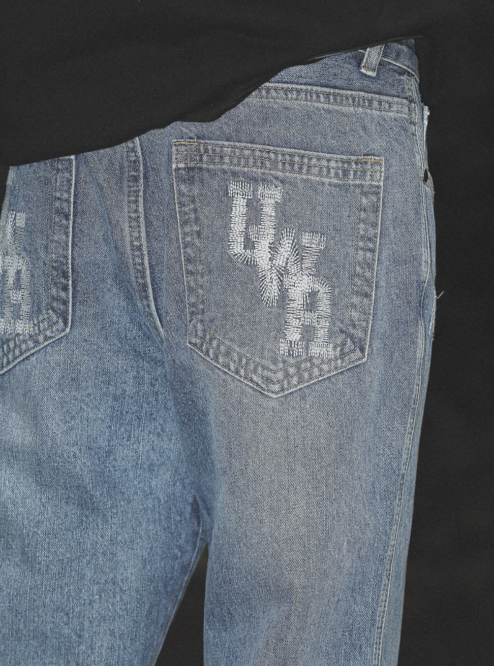 UNTILWERICH Irregular Stitching Embroidered Washed Jeans | Face 3 Face