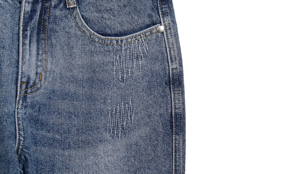 UNTILWERICH Irregular Stitching Embroidered Washed Jeans | Face 3 Face