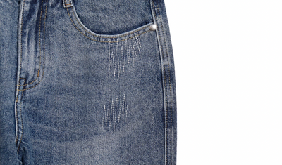 UNTILWERICH Irregular Stitching Embroidered Washed Jeans | Face 3 Face