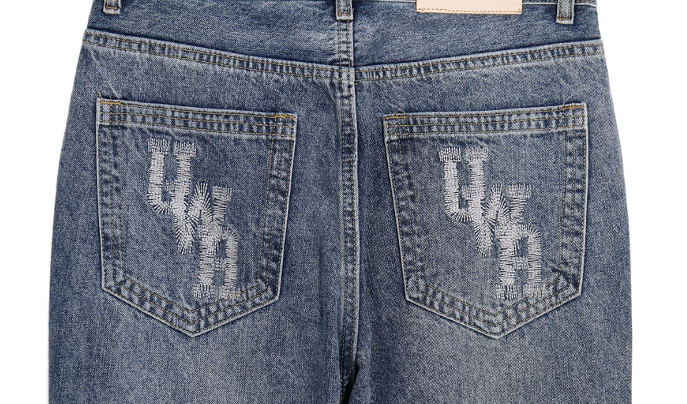 UNTILWERICH Irregular Stitching Embroidered Washed Jeans | Face 3 Face