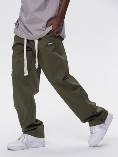 UNTILWERICH Drawstring Buttoned Athletic Pants | Face 3 Face