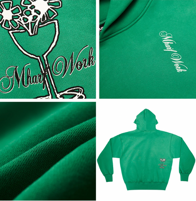 MHARF Green Logo & Glass Cup Flower Pattern Hoodie | Face 3 Face